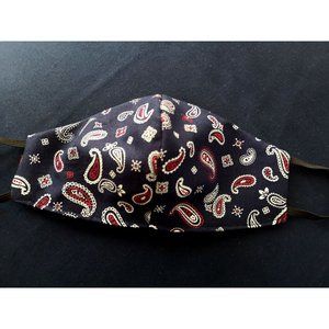 new Adult Paisley Navy Handmade Machine Wash Face Mask Masque 100% Cotton